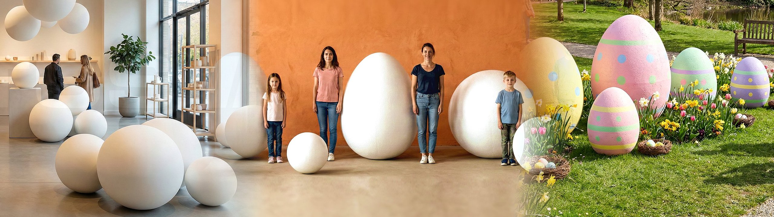 Perfekt geformte, leichte und robuste Kugeln und Eier aus EPS bis 1,8 Meter Durchmesser